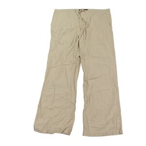 Andrew Fezza‎ Linen Blend Pants Mens XL Beige Drawstring Relaxed Summer Ocean